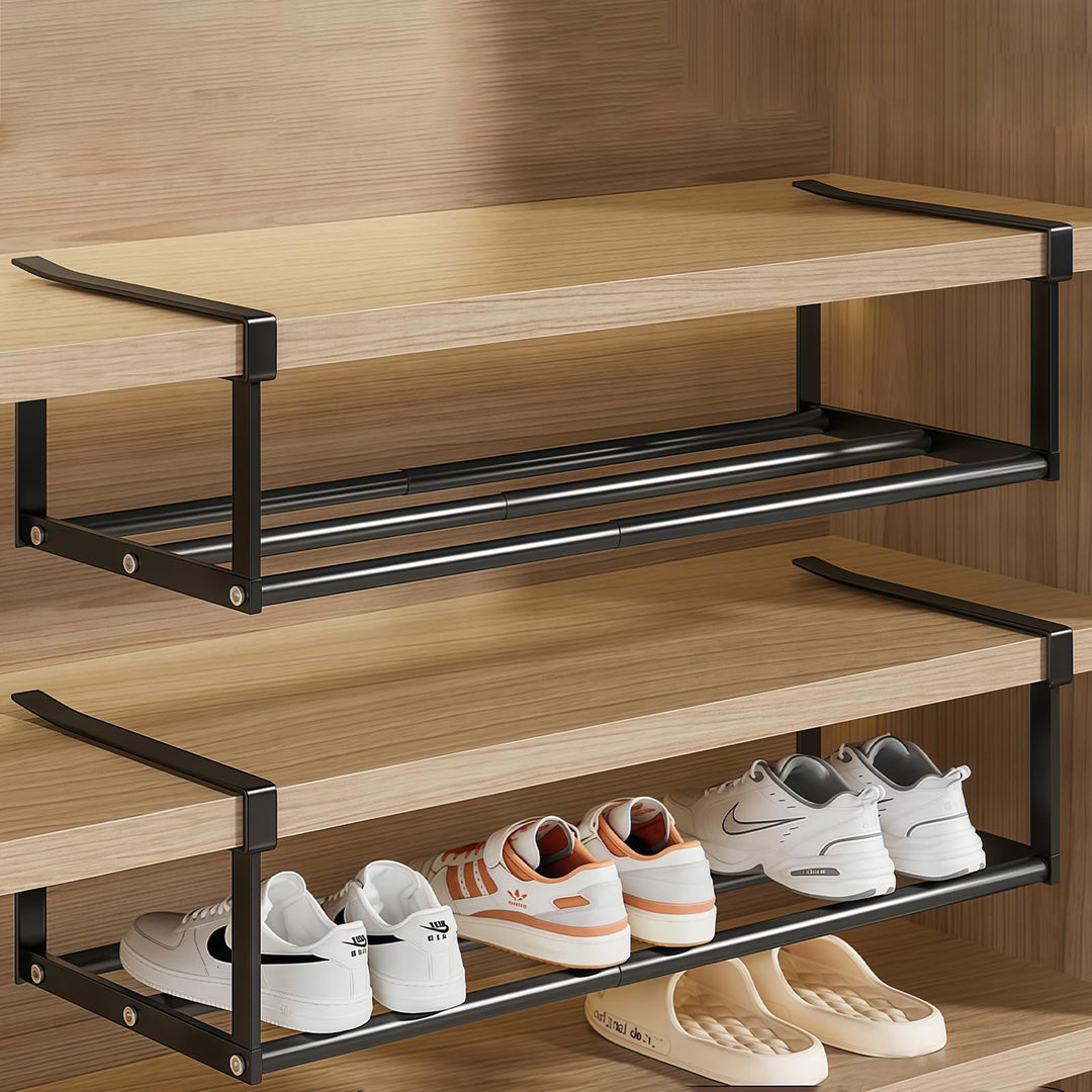 Hängendes Schuhregal Organizer im Schrank: 2 Pcs Unterregal mit Verstellbarer 40-70cm, Unter Regal A