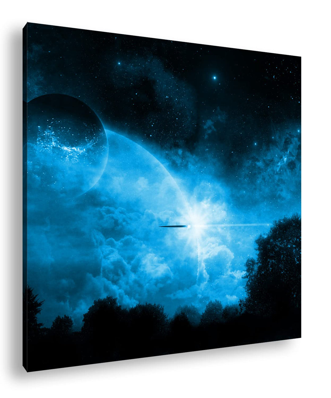 deyoli Dark UFO in Einer Sternengalaxy Format: 60x60 Effekt: Monocrome Blau als Leinwandbild, Motiv