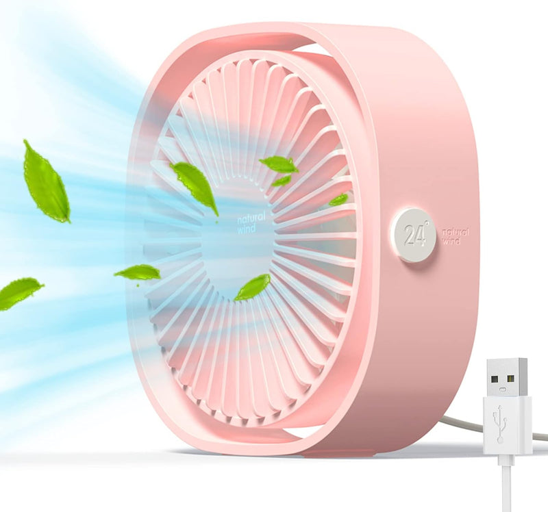 Simpeak USB Ventilator, Mini USB Tischventilator, Klein Ventilator Leise, 3 Speed 360 Grad Drehung,