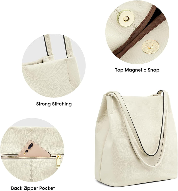 Kattee Damen Handtaschen und Tragetaschen aus weichem Echtleder Schultertasche mit magnetischem Druc