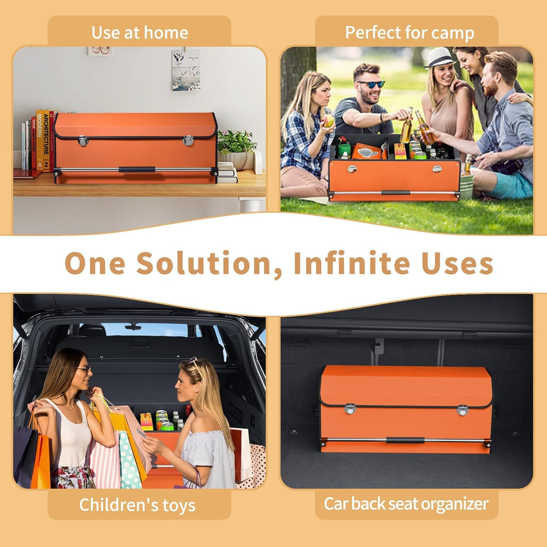 Auto Kofferraum Organizer mit Deckel und Stabiler Push-Pull-Griff, 60L Grosse Faltbare Fahrzeug Stor