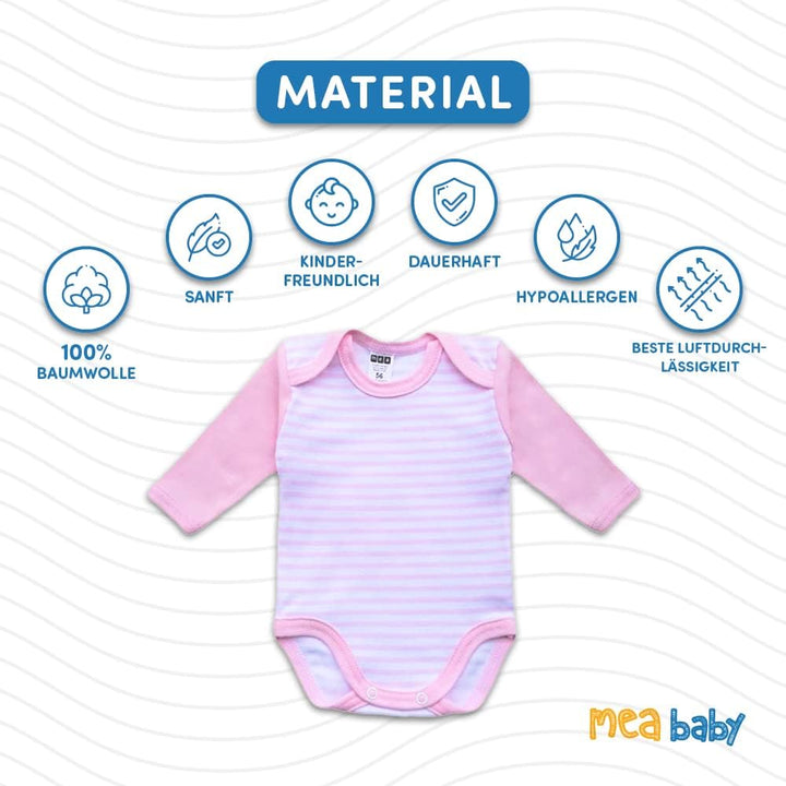 Unisex Baby Langarm Body aus 100% Baumwolle im 5er Pack, Baby Body mit Aufdruck für Mädchen und Jung