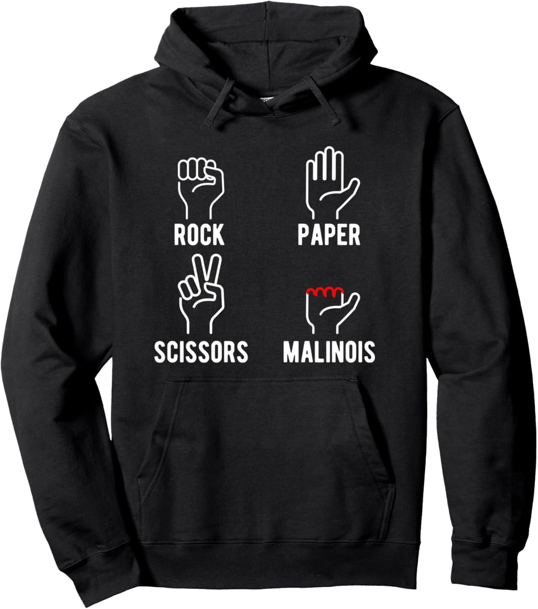 Rock Paper Scissors Belgian Malinois Pullover Hoodie