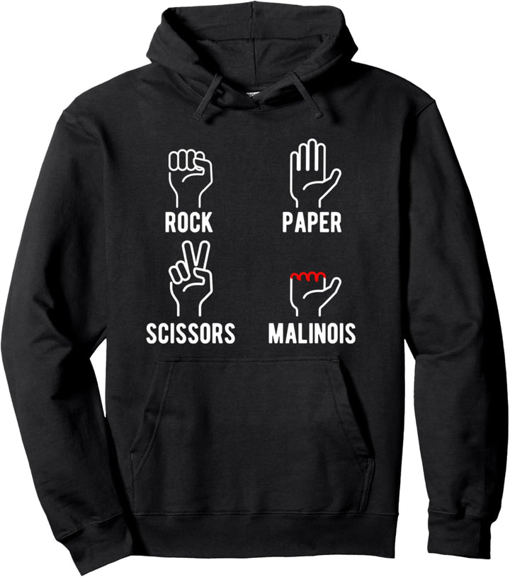 Rock Paper Scissors Belgian Malinois Pullover Hoodie