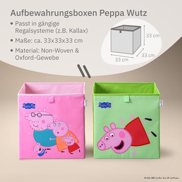 LIFENEY meets Peppa Wutz Aufbewahrungsboxen für Kinder 2er Set – Box-Set mit Peppa Pig Motiven zur A