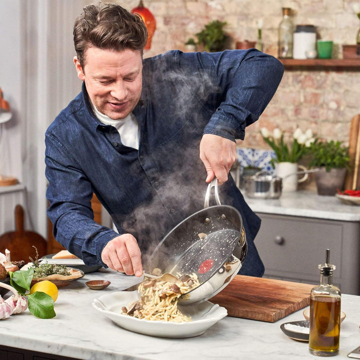 Tefal Jamie Oliver Cook's Classics Edelstahl Bratpfanne, 30 cm, Antihaftbeschichtung, Hitzeindikator