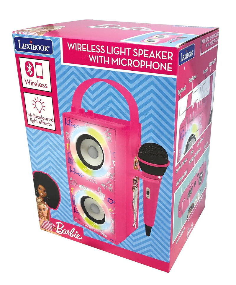 Lexibook BTP180BBZ Mattel Barbie-Tragbarer beleuchteter Bluetooth-Lautsprecher mit Mikrofon, Karaoke