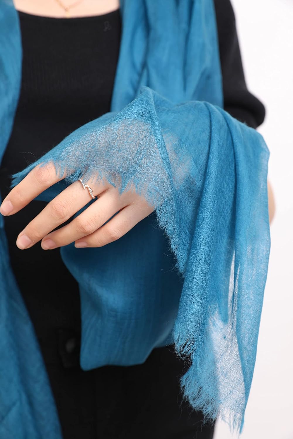 Prettystern Damen 100% Kaschmir feder-leicht Ring Pashmina Schal Abendkleid Stola aus feiner 200 gar
