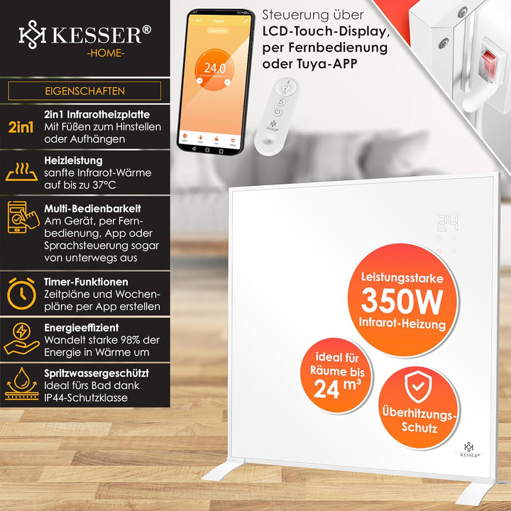 KESSER® Infrarotheizung Energiesparend Infrarot Standgerät &amp; Wandmontage Elektroheizung 350W mit Fer