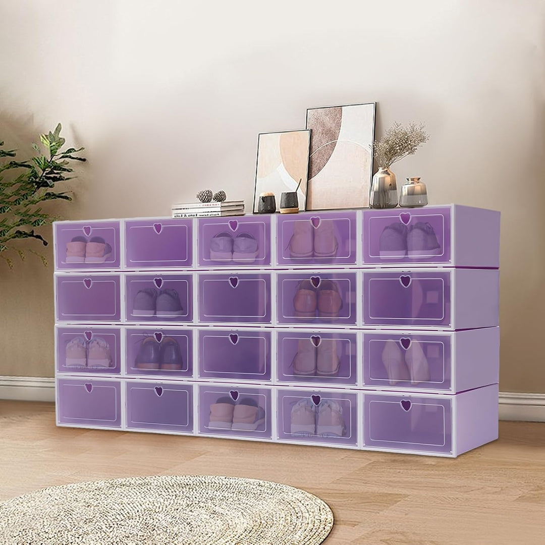 20 *Schuhboxen stapelbar transparent,Schuhboxen Stapelbar Schuhaufbewahrung,Kunststoff-Schuhkarton m