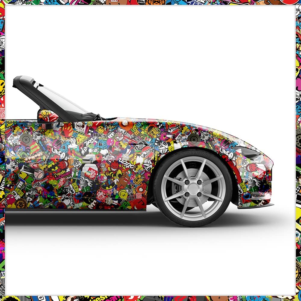 Auto-Dress Stickerbomb Auto-Folie mit Luftkanal-Technik für 3D Car-Wrapping (100x150cm, Design: Spec