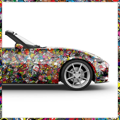 Auto-Dress Stickerbomb Auto-Folie mit Luftkanal-Technik für 3D Car-Wrapping (100x150cm, Design: Spec