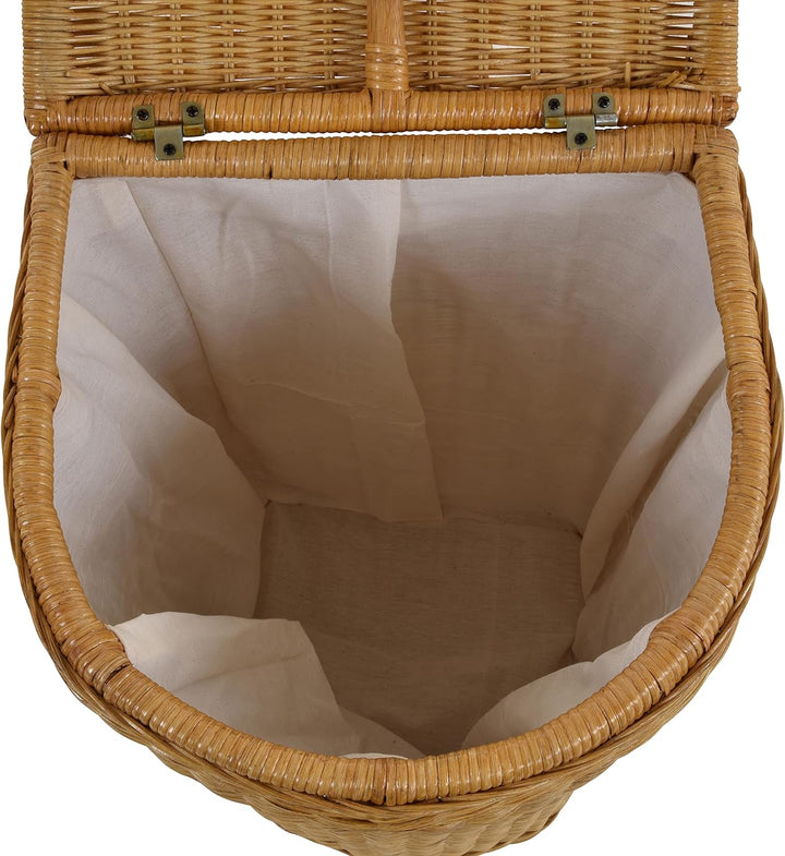 Edle Rattan Wäschetonne Wäschekorb mit Deckel Korb Aufbewahrung für Wäsche mit Inlett Wäschesammler