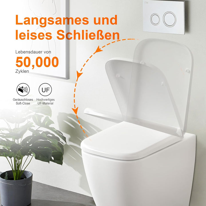 GRIFEMA WC Sitz Quadratisch - Urea-Duroplast, Antibakteriell & Vergilbungsfrei - Keramik-ähnlicher H