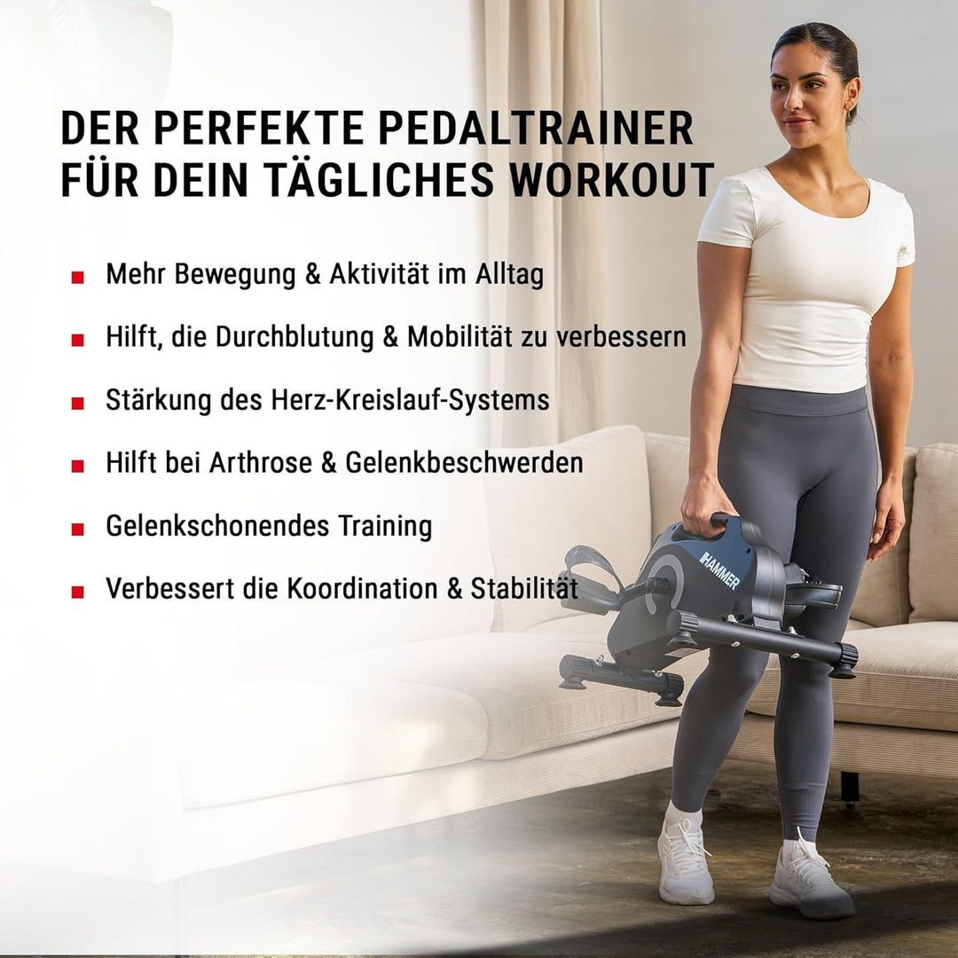 HAMMER Pedaltrainer Set Magnet - standfest, leise &amp; mobil inkl. Anti-Rutsch-Matte &amp; Befestigungsband