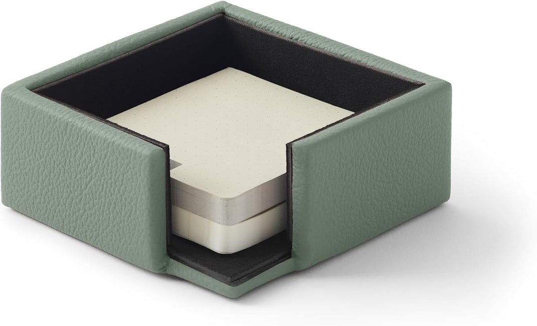 Eglooh - Atena - Notizzettel Box Echtes Leder Salbei Grün - Zettelbox, Notizklotz, Zettelkasten für