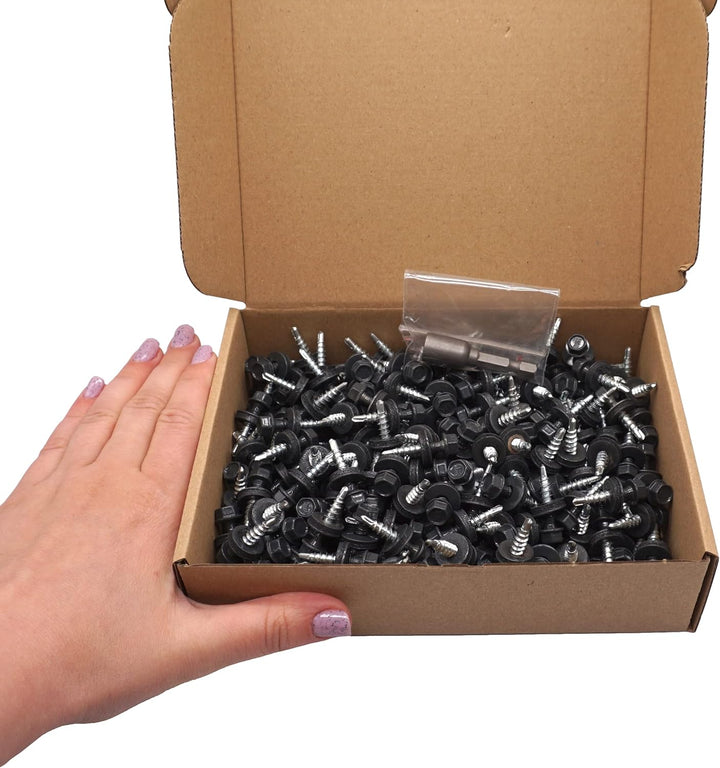 (Packung mit 250 Stück) Metall-Dachschrauben, 4,8 x 25 mm lackierte, selbstbohrende Schrauben mit EP