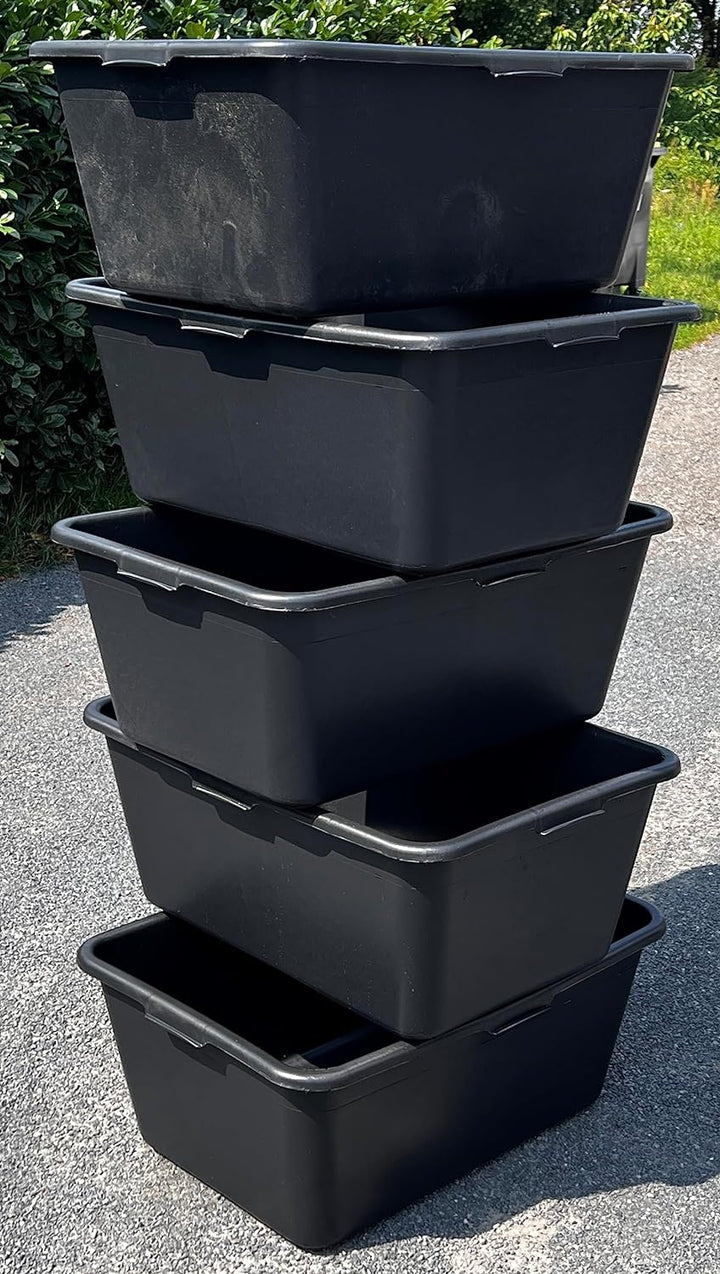 BURI 5 Stück Mörtelwanne 90 Liter Mörtelkasten rechteckig, schwarz - Baueimer Maurerkasten Mörtelküb