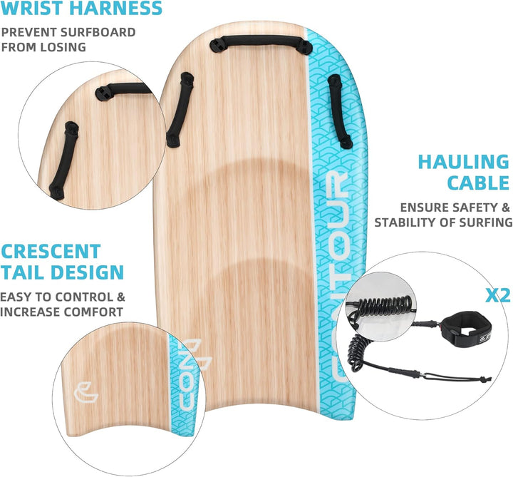 Thurso SURF DuoSlider Bodyboard mit Griffen, 114,4 cm, EPS-Kern, IXPE-Deck, HDPE Glatte Unterseite