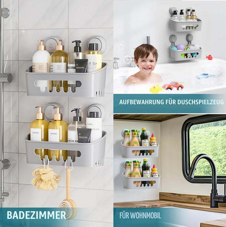TAILI Duschablage Saugnapf ohne Bohren Duschorganizer Duschregal Saugnäpfe Duschgel Halterung Abnehm