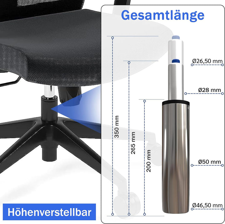 Gaslift Bürostuhl Gasfeder, Gasdruckfeder für Bürostuhl, Drehstuhl, Hocker, Barhocker 290-690mm Läng