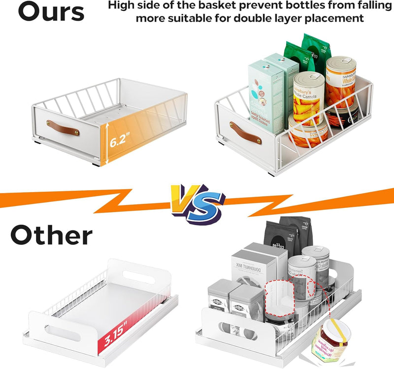 Kitstorack Teleskopschublade, Ausziehbare Schublade für Kabinett Metall Slide Out Organizer Mit Grif