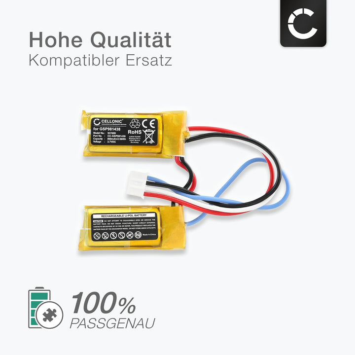 CELLONIC 1x Akku für Lautsprecher Kompatibel mit JBL Soundgear, GSP981438 2S - (800mAh, 3.7V)