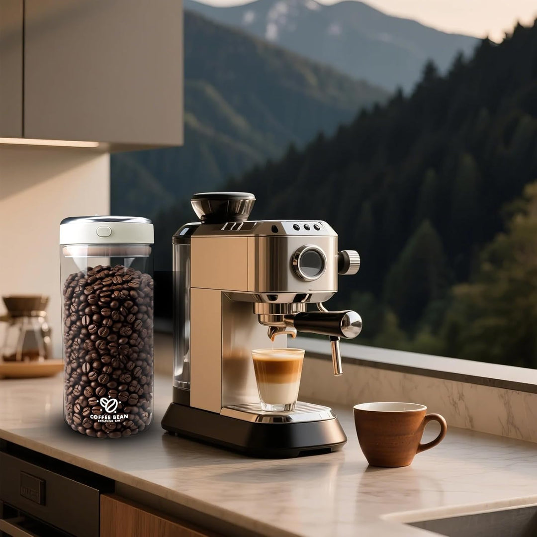 Kaffeedose 1700ml Luftdicht, Borosilikatglas mit Vakuumdeckel | Kaffeebehälter für Kaffeebohnen, Tee