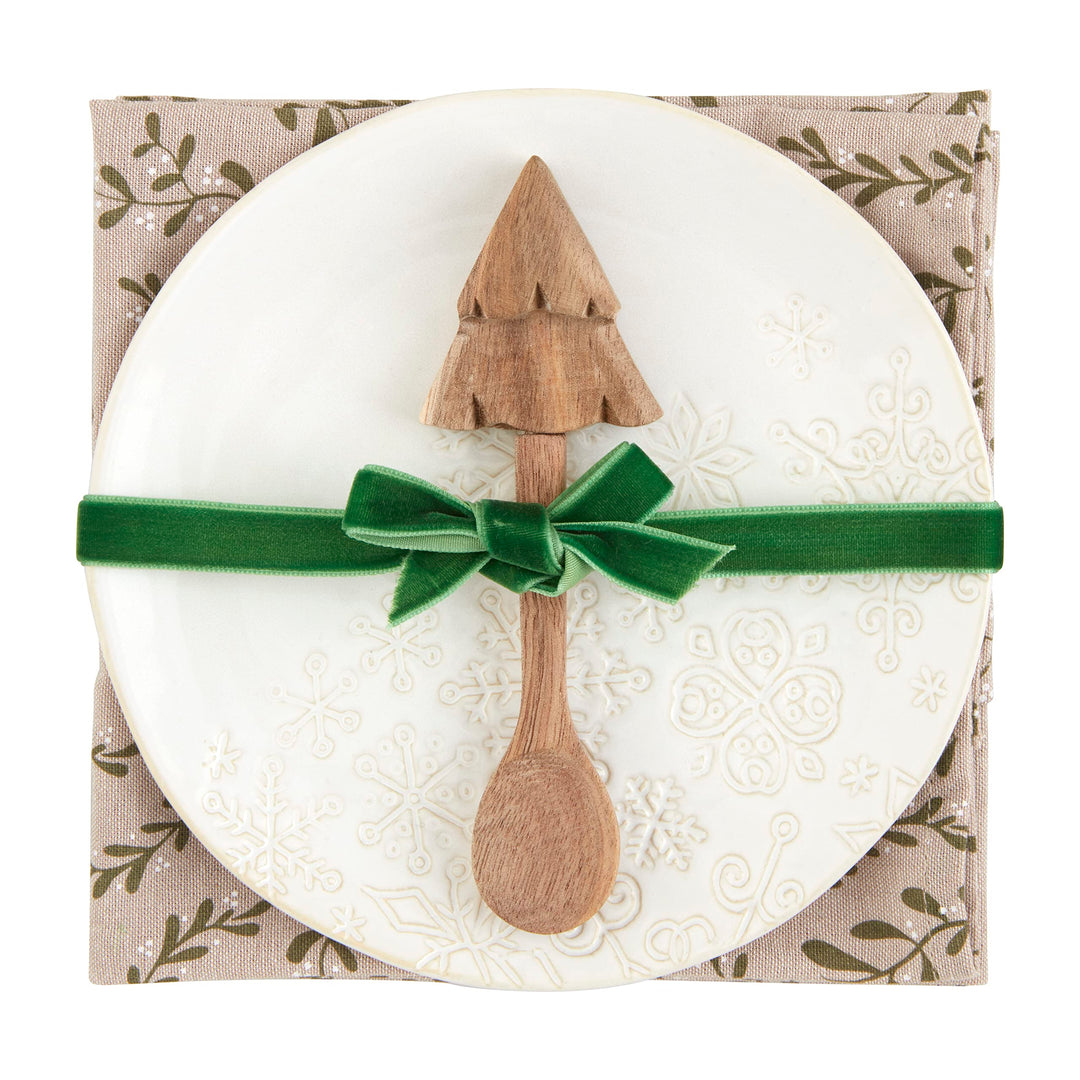 Mud Pie Vorspeisen-Set, Schneeflockenteller, 16,5 cm Durchmesser, Weiss snowflake plate 6 1/2" dia W
