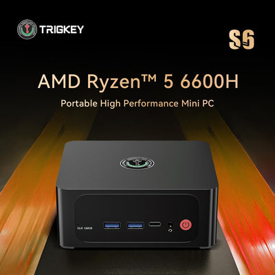 TRIGKEY Mini-PC AMD Ryzen 5 6600H (Bis zu 4,5 GHz, 6C/12T), 16 GB DDR5 RAM + 500 GB ROM SSD PCIe 4.0