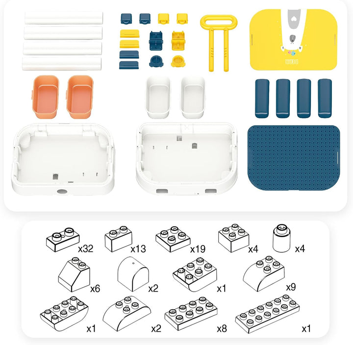RedCrab Kindertisch Set Bausteintisch mit Aufbewahrung, Kinder Spieltisch Kompatibel mit Bausteinen