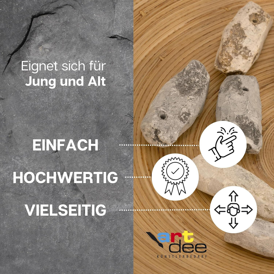 artdee® Speckstein Amulettsteine mit Loch (12 Stück) – handgefertigte Schmuckanhänger aus Speckstein