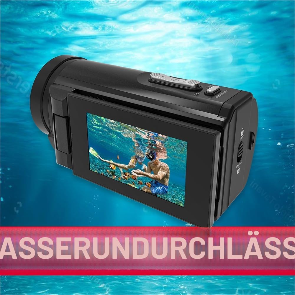 AgfaPhoto Realimove CC4000W - Wasserdichter 4K-Camcorder mit 3-Zoll-Touchscreen, 18-facher Digitalzo