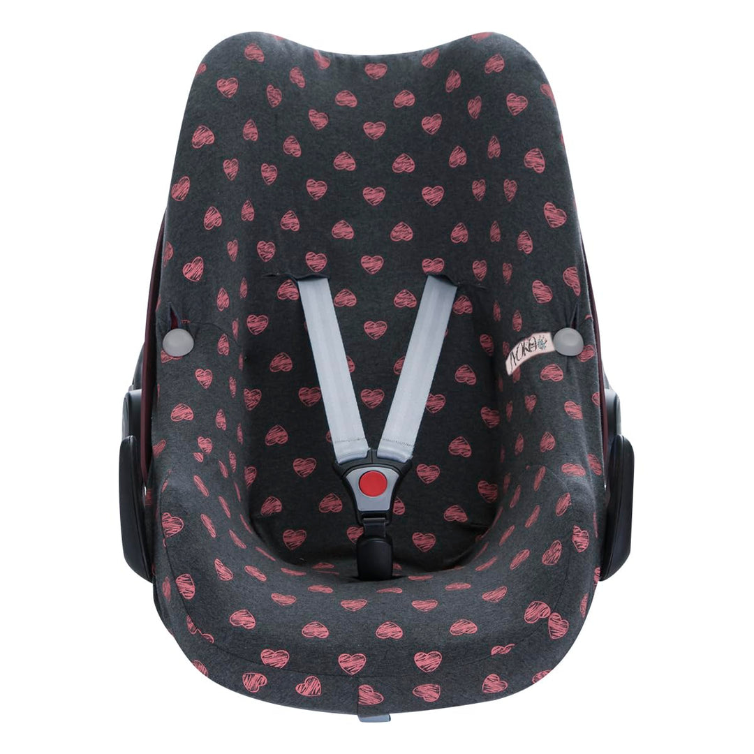 JYOKO KIDS Baumwollbezug für Autositz kompatibel mit Pebble Maxi Cosi, Bebe Confort (Fluor Heart), F