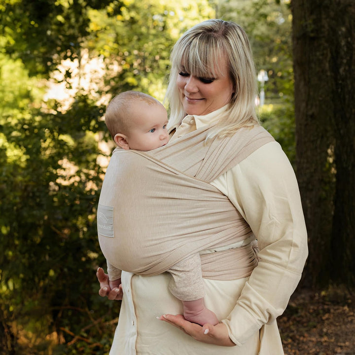 manduca Sling – elastisches Babytragetuch für Neugeborene ab 3,5 kg und Babys bis 15 kg – stabiles T