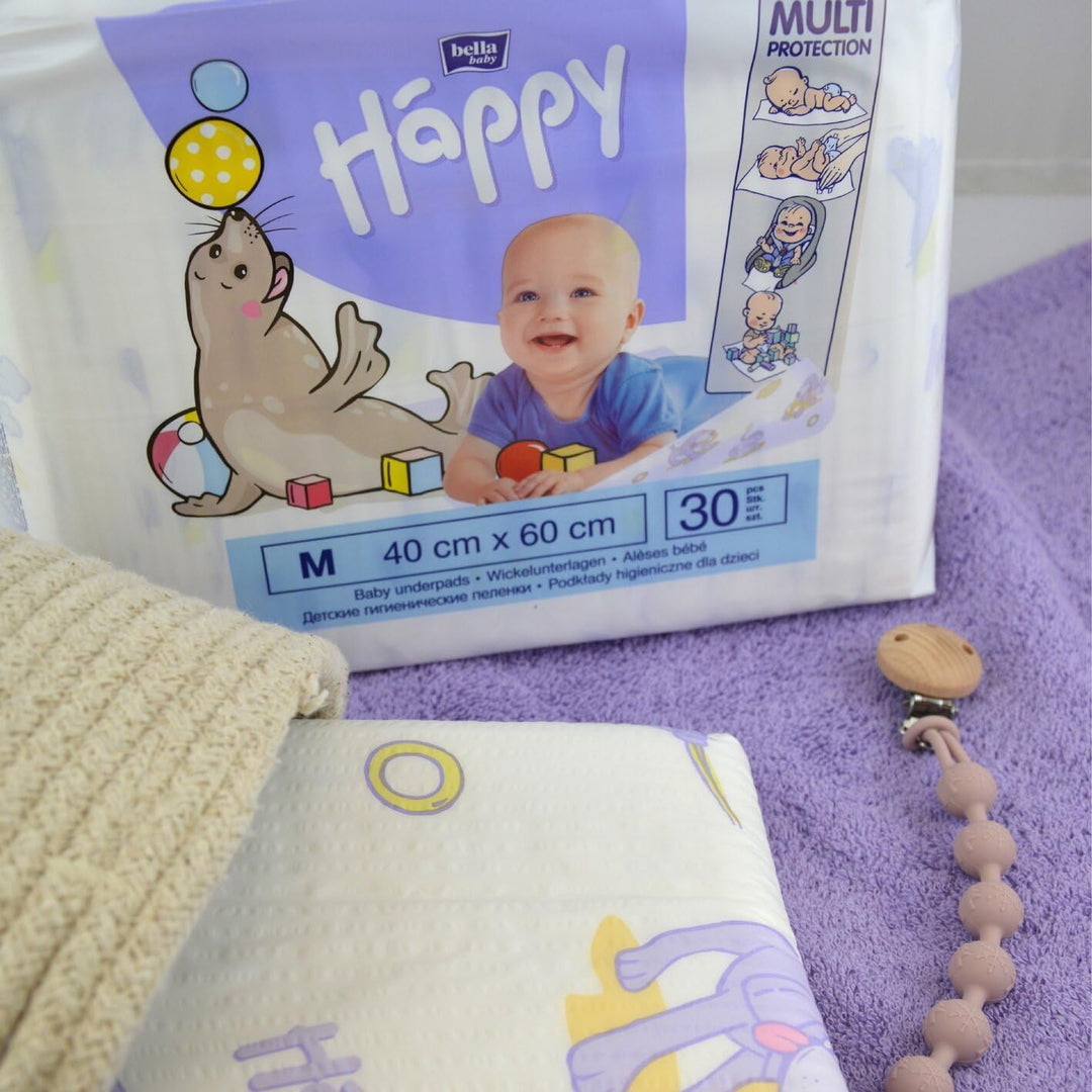 bella baby Happy Wickelunterlagen 40x60 cm ideal für unterwegs im 2er Pack (2x30 Stück) 30 Stück (2e