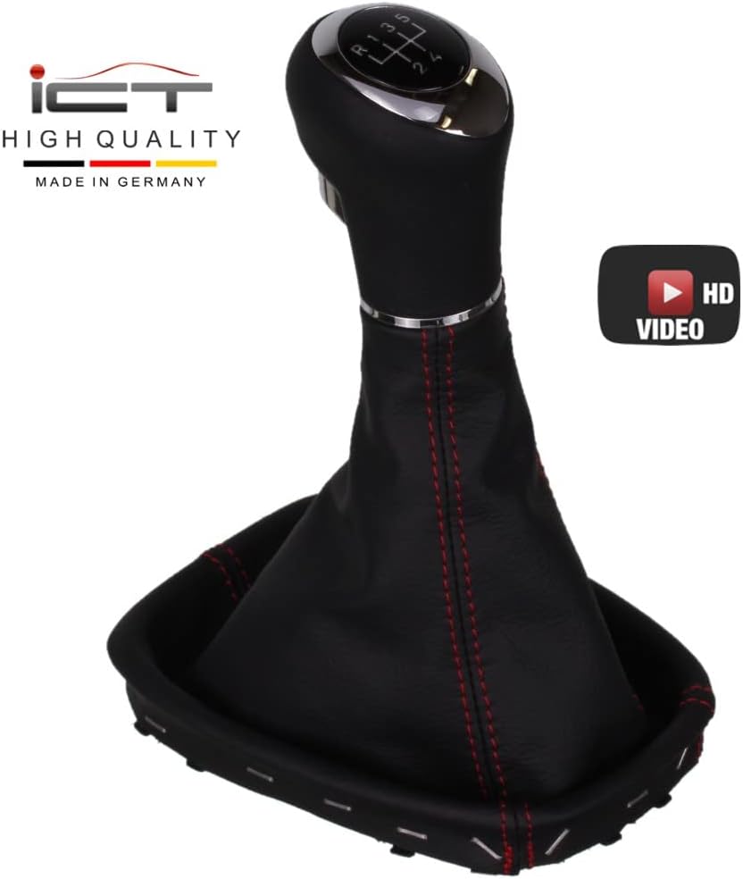 ICT Schaltknauf Schalthebel Schaltsack Schaltmanschette Leder kompatibel mit: Opel Corsa D 2006-2014