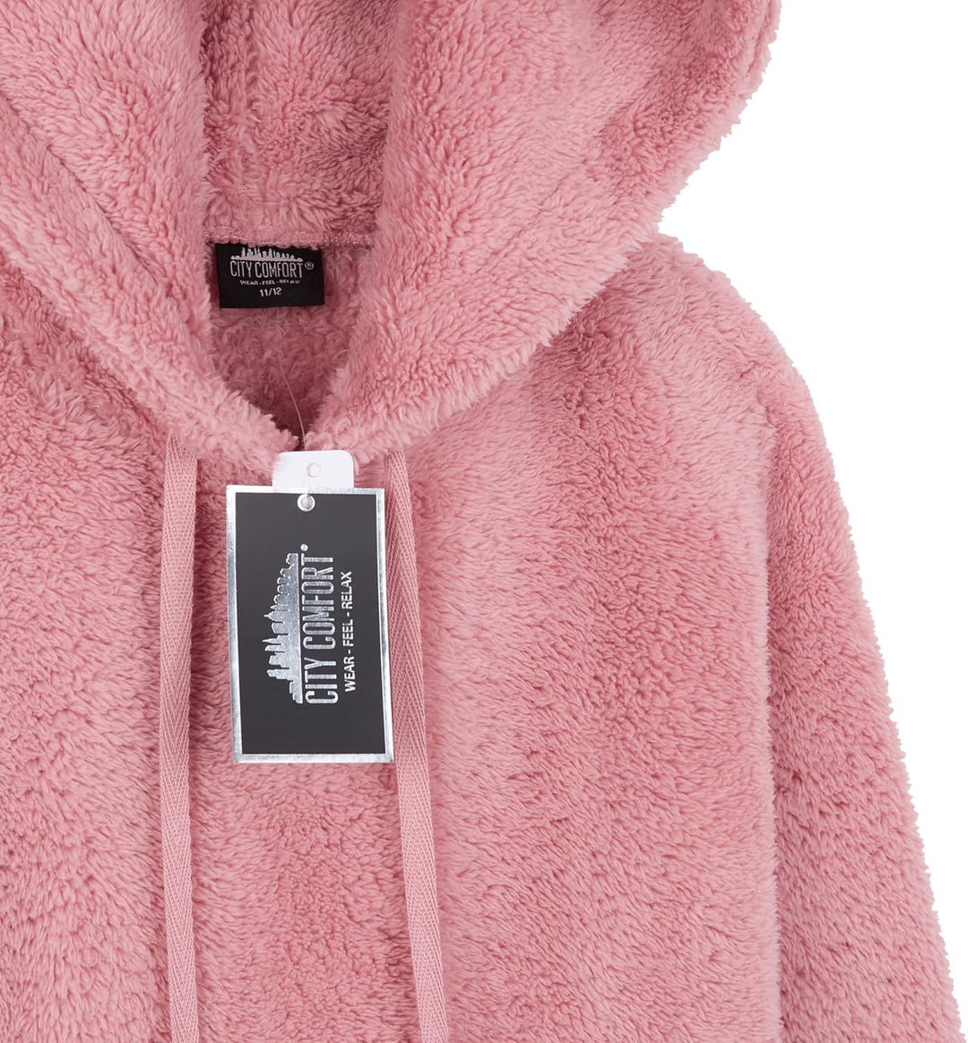 CityComfort Pullover Kinder - Flauschiger Hoodie Kinder, Fleece Kapuzenpulli - Fleece Loungewear Kap