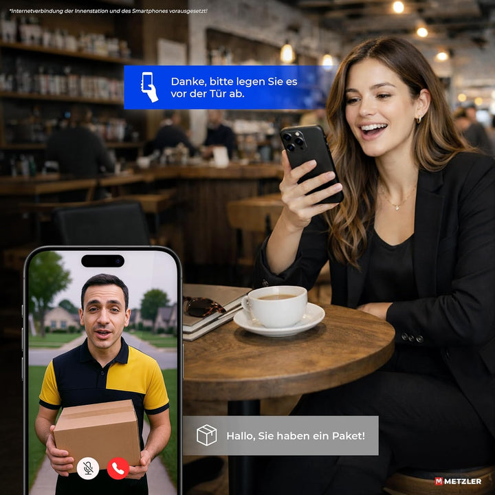 Metzler VDM10 2.0 Video Sprechanlage Komplett Set mit austauschbarem Namensschild - Anschluss LAN/PO