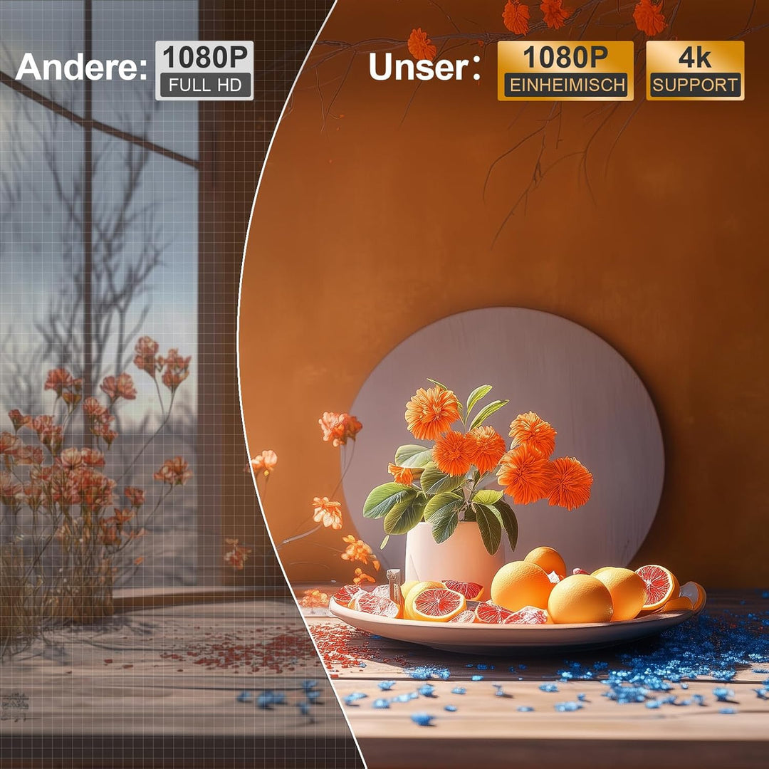 Smart Mini Beamer 4K kompatibel mit Apps XuanPad 30000 Lumen Beamer mit Autofokus & Trapezkorrektur,