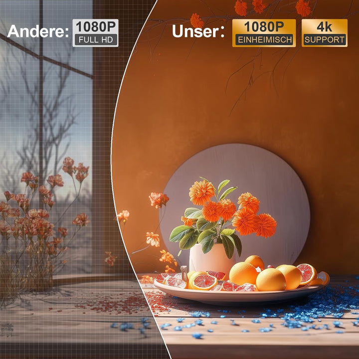Smart Mini Beamer 4K kompatibel mit Apps XuanPad 30000 Lumen Beamer mit Autofokus & Trapezkorrektur,