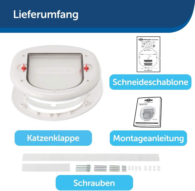 PetSafe Grosse Katzenklappe für Katzen/kleine Hunde, Ideal für Fenster/Schiebetüren, Tiere bis 10 kg