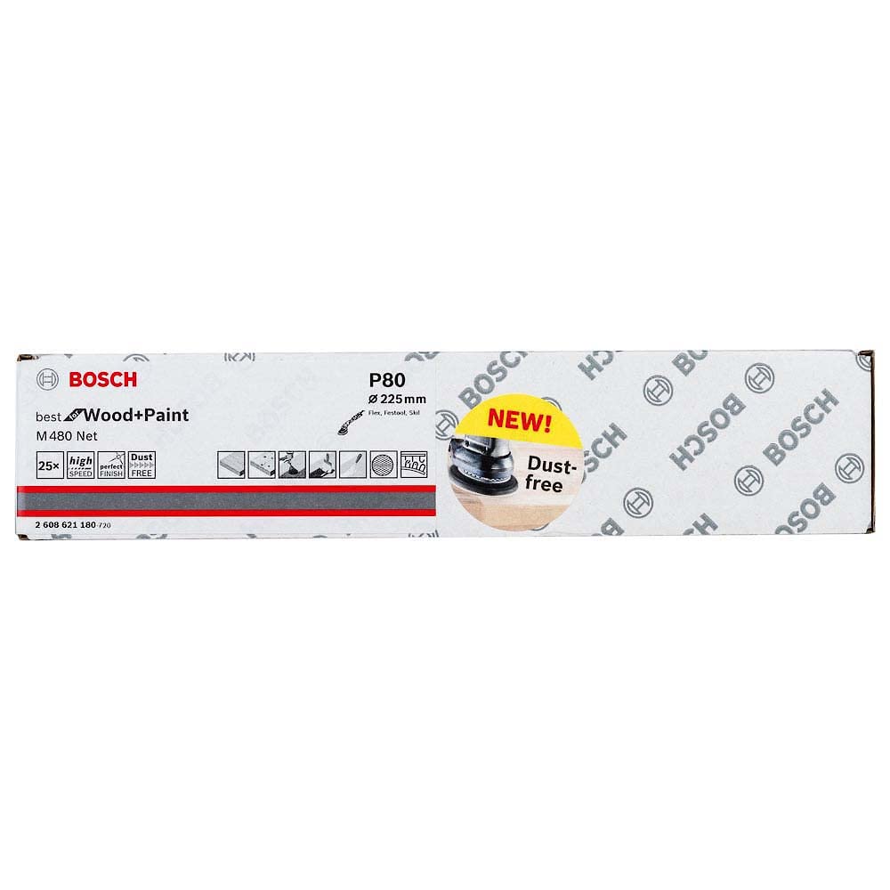 Bosch Professional 25 Stück Schleifblatt M480 Best for Wood and Paint (Holz und Farbe, Ø 225 mm, Kör