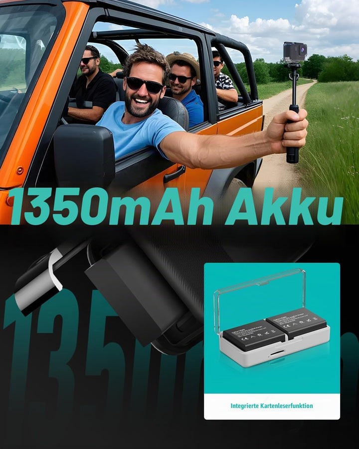 TIMNUT 4K60fps Touchscreen Action Cam, Unterwasserkamera mit 64G SD Karte 48MP WiFi Kamera 8X Zoom,