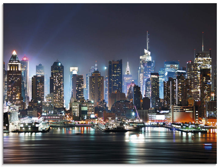 ARTland Glasbilder Wandbild Glas Bild einteilig 60x45 cm Querformat USA New York Skyline Nacht Times