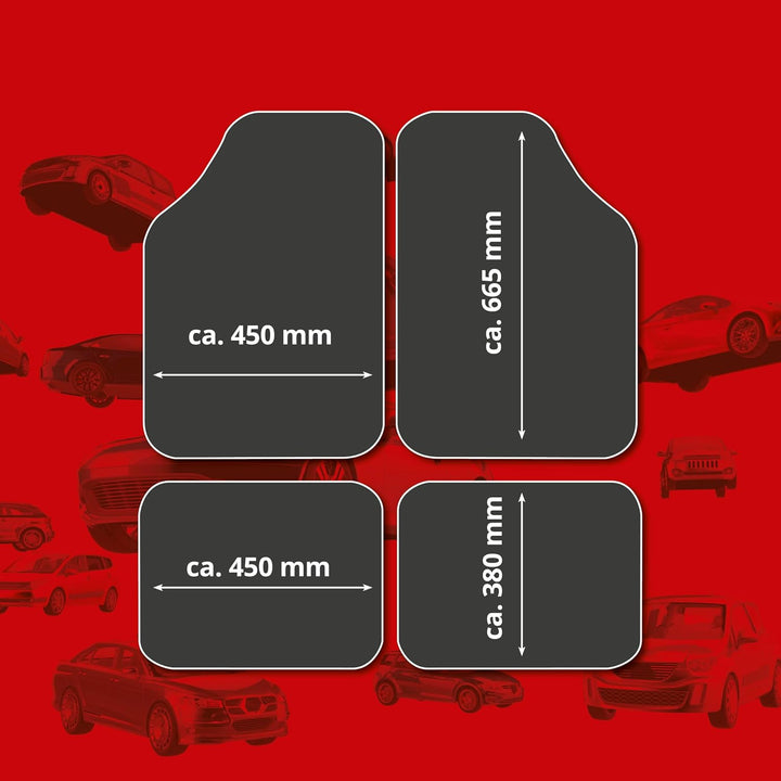 WALSER Gummimatten, Universal Automatte Metallic, Fussmatten Komplettset Riffelblech, Schutzmatte Si