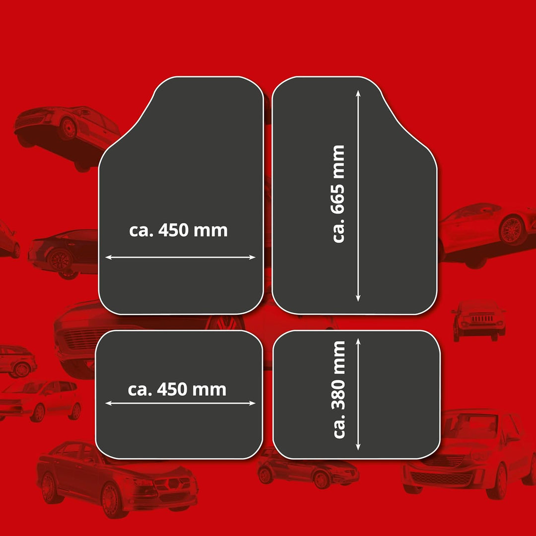 WALSER Gummimatten, Universal Automatte Metallic, Fussmatten Komplettset Riffelblech, Schutzmatte bl
