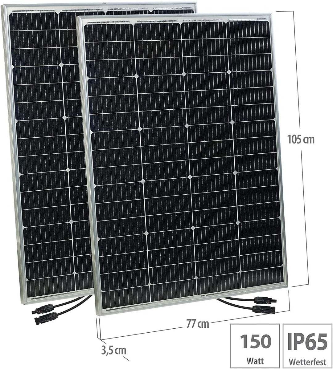 revolt Mobile Solarzelle: 4er-Set mobile monokristalline Solarpanels, 36 V, 150 W, MC4-komp. (Solarp