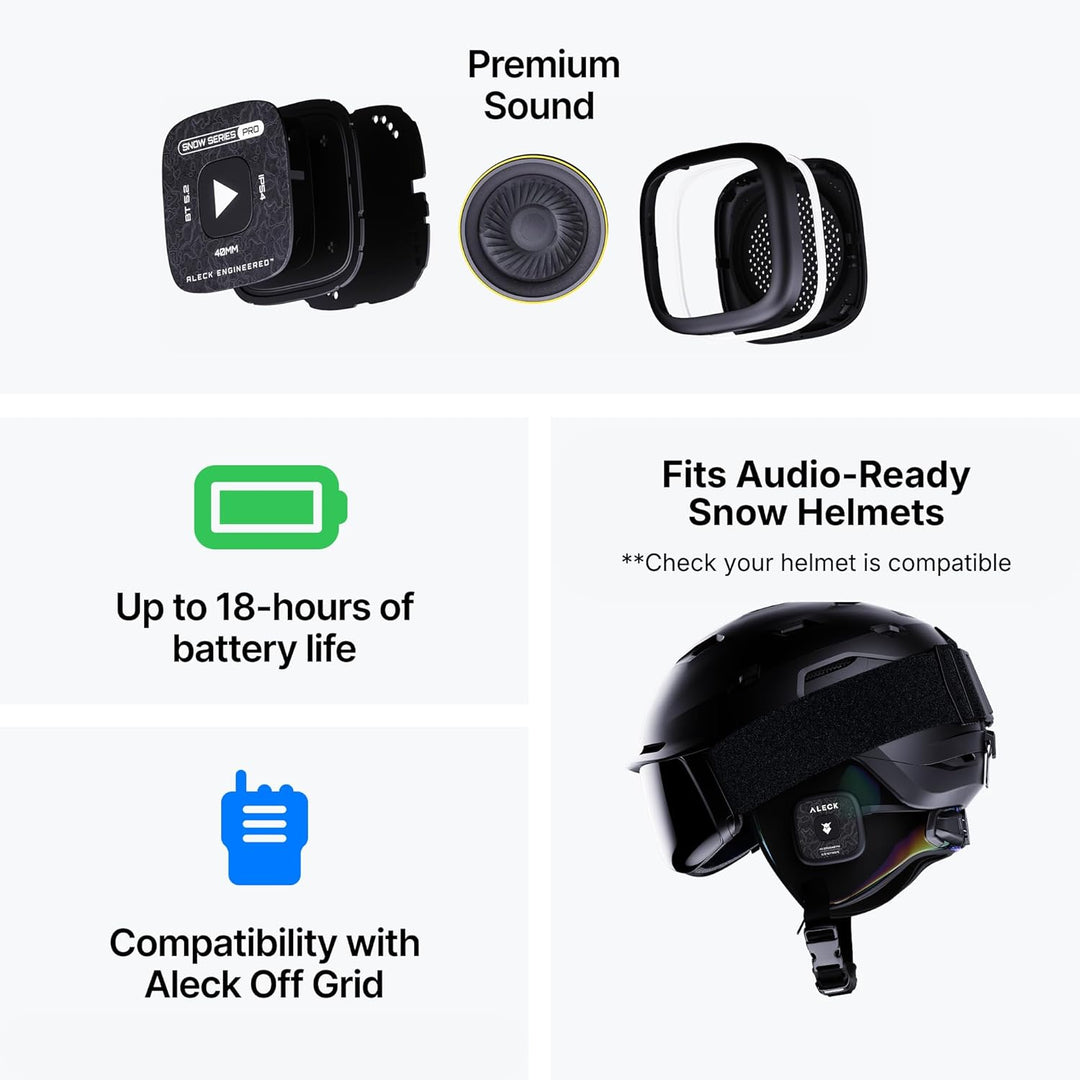 ALECK Snow Series Pro Universal Wireless Bluetooth Helm Lautsprecher Kopfhörer für Ski und Snowboard