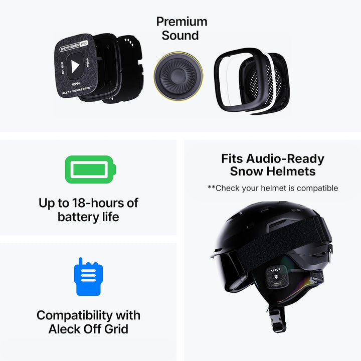 ALECK Snow Series Pro Universal Wireless Bluetooth Helm Lautsprecher Kopfhörer für Ski und Snowboard